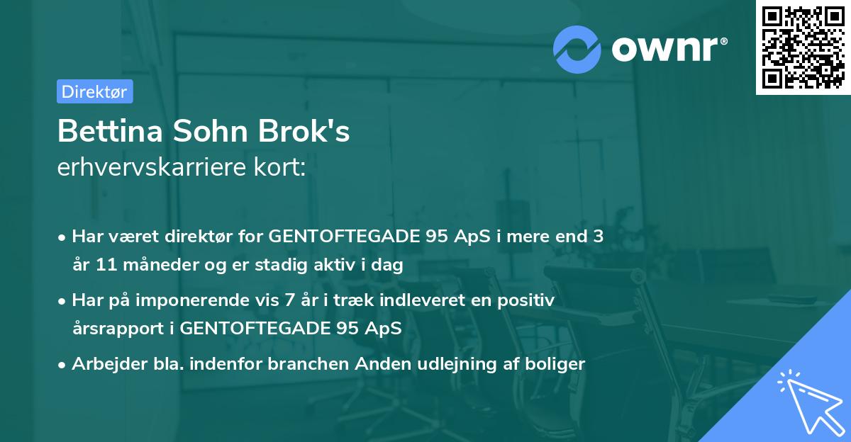 Bettina Sohn Brok's erhvervskarriere kort