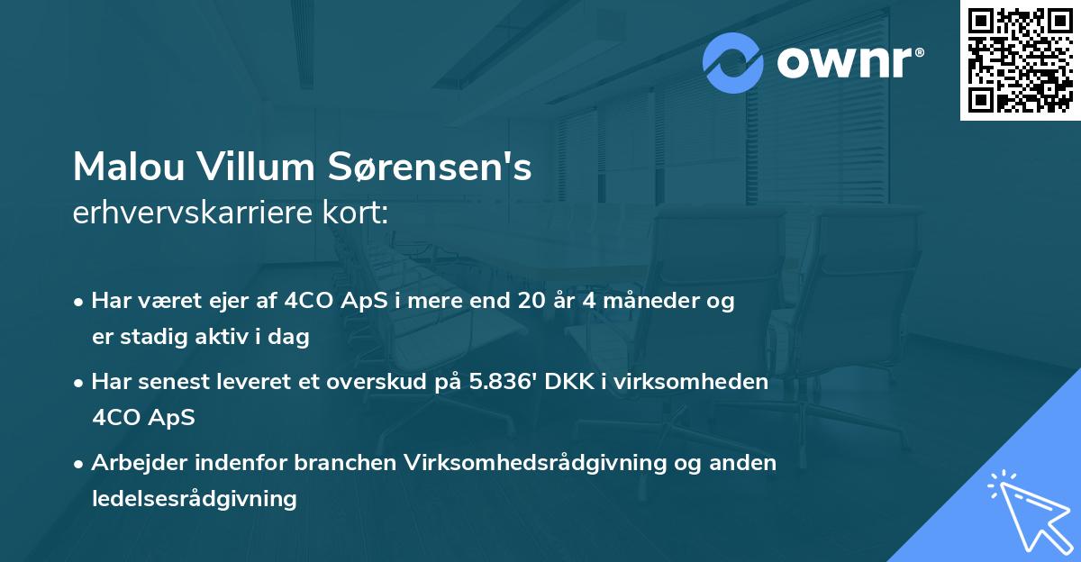 Malou Villum Sørensen's erhvervskarriere kort