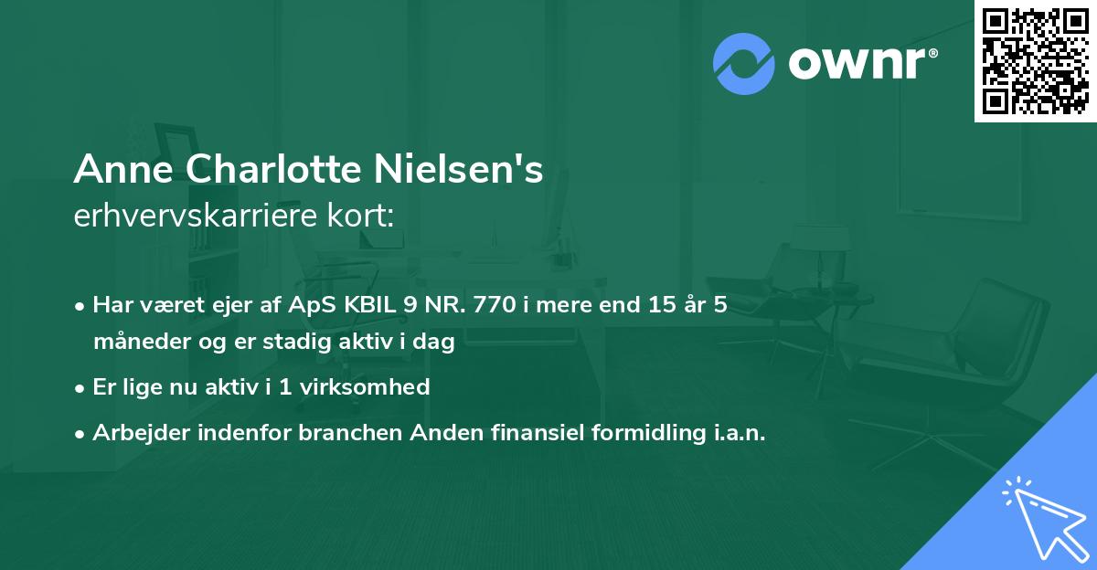 Anne Charlotte Nielsen's erhvervskarriere kort