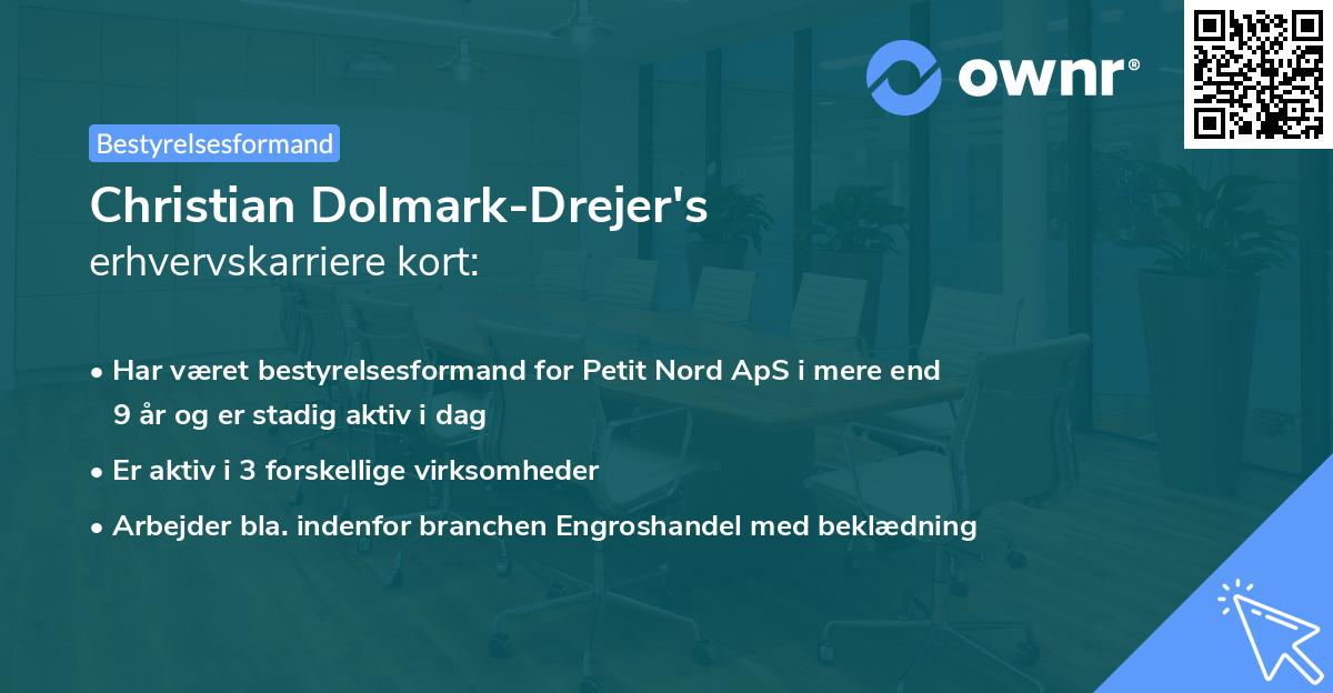 Christian Dolmark-Drejer's erhvervskarriere kort