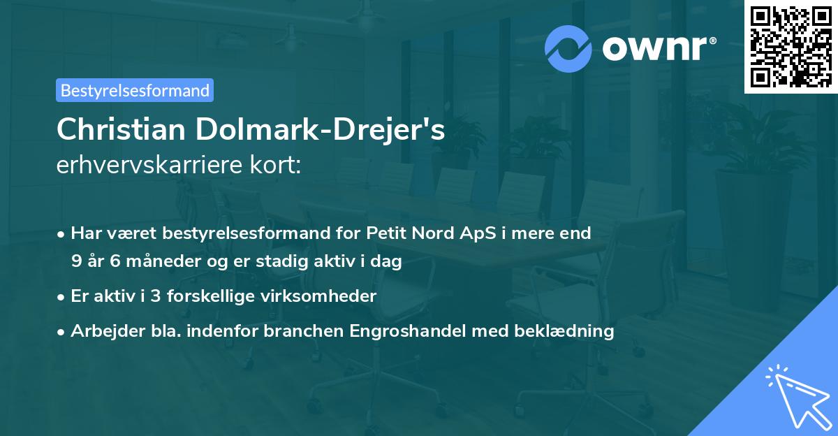 Christian Dolmark-Drejer's erhvervskarriere kort