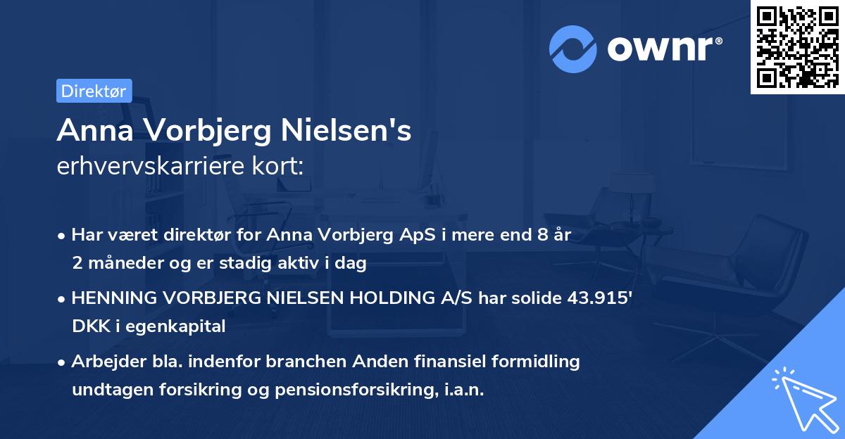 Anna Vorbjerg Nielsen's erhvervskarriere kort