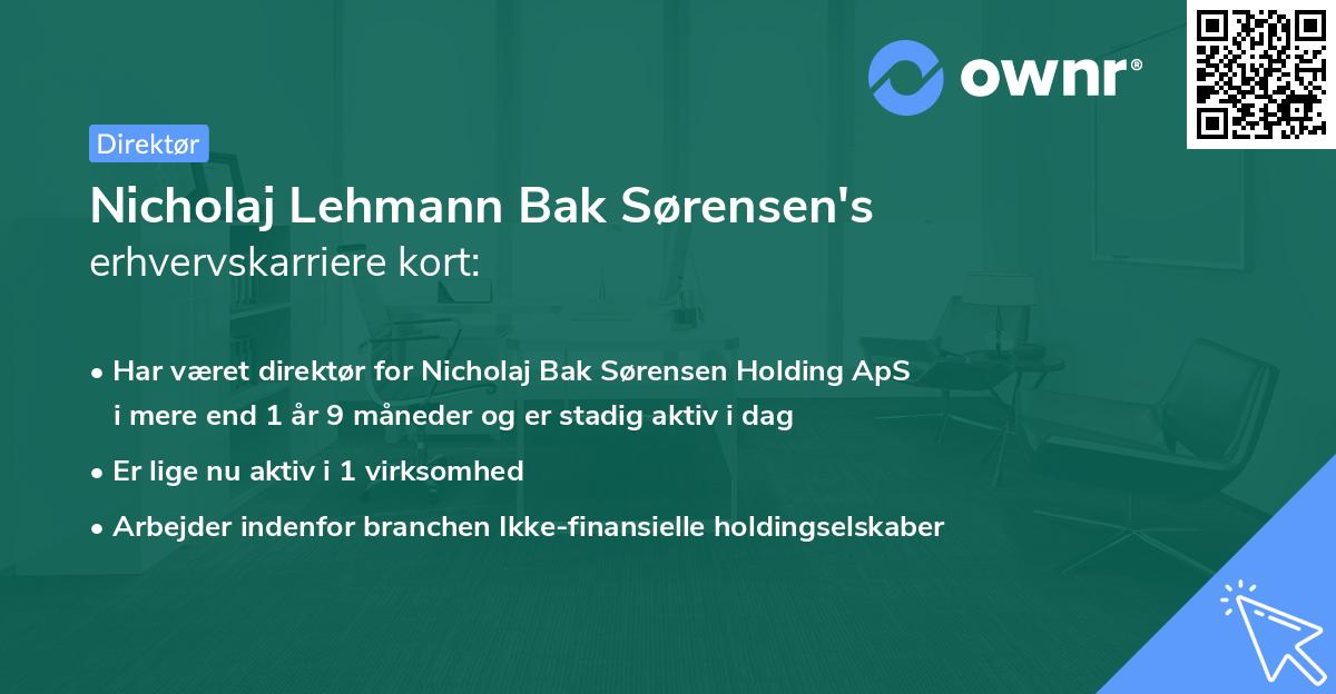 Nicholaj Lehmann Bak Sørensen's erhvervskarriere kort