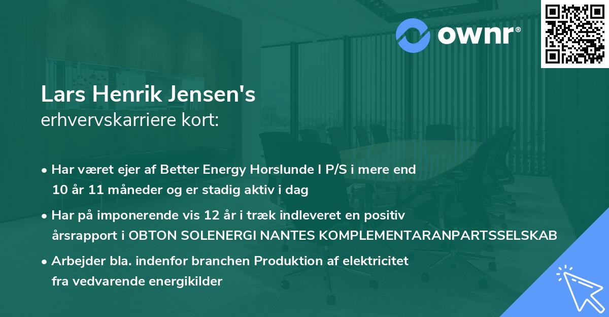 Lars Henrik Jensen's erhvervskarriere kort