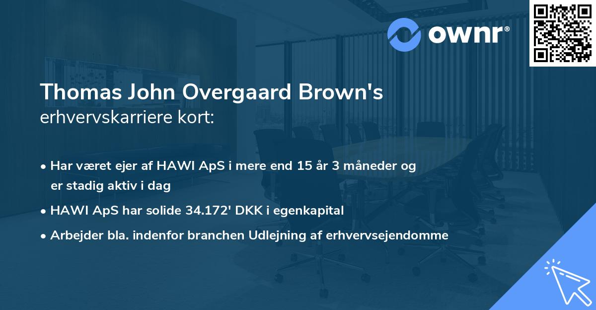 Thomas John Overgaard Brown's erhvervskarriere kort