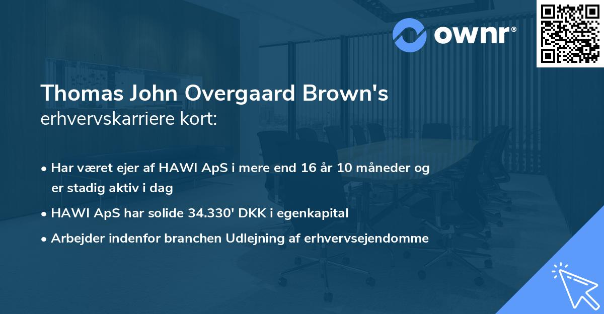 Thomas John Overgaard Brown's erhvervskarriere kort