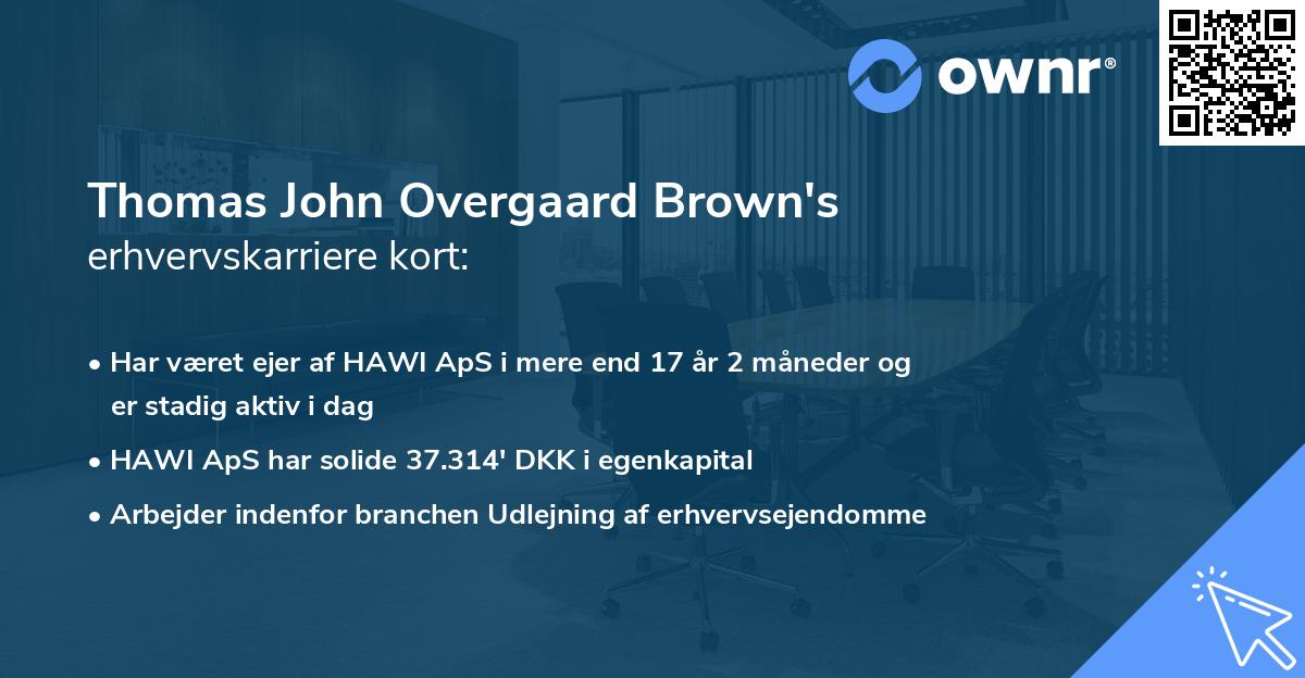 Thomas John Overgaard Brown's erhvervskarriere kort