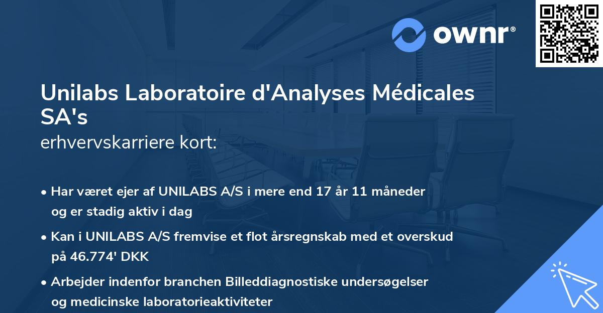 Unilabs Laboratoire d'Analyses Médicales SA's erhvervskarriere kort