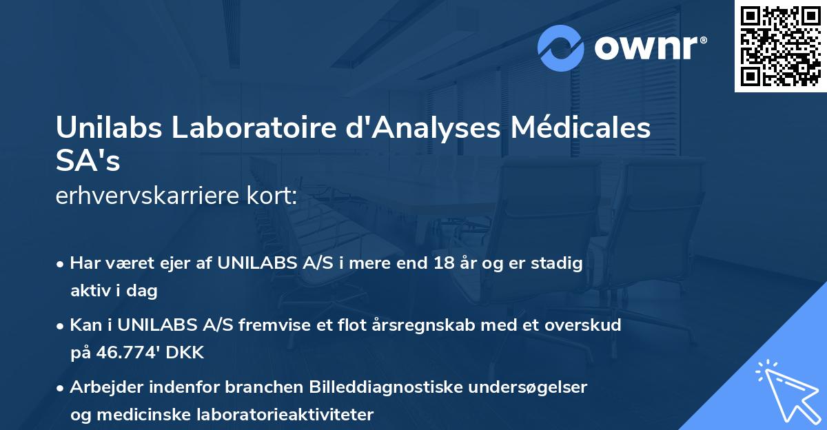 Unilabs Laboratoire d'Analyses Médicales SA's erhvervskarriere kort