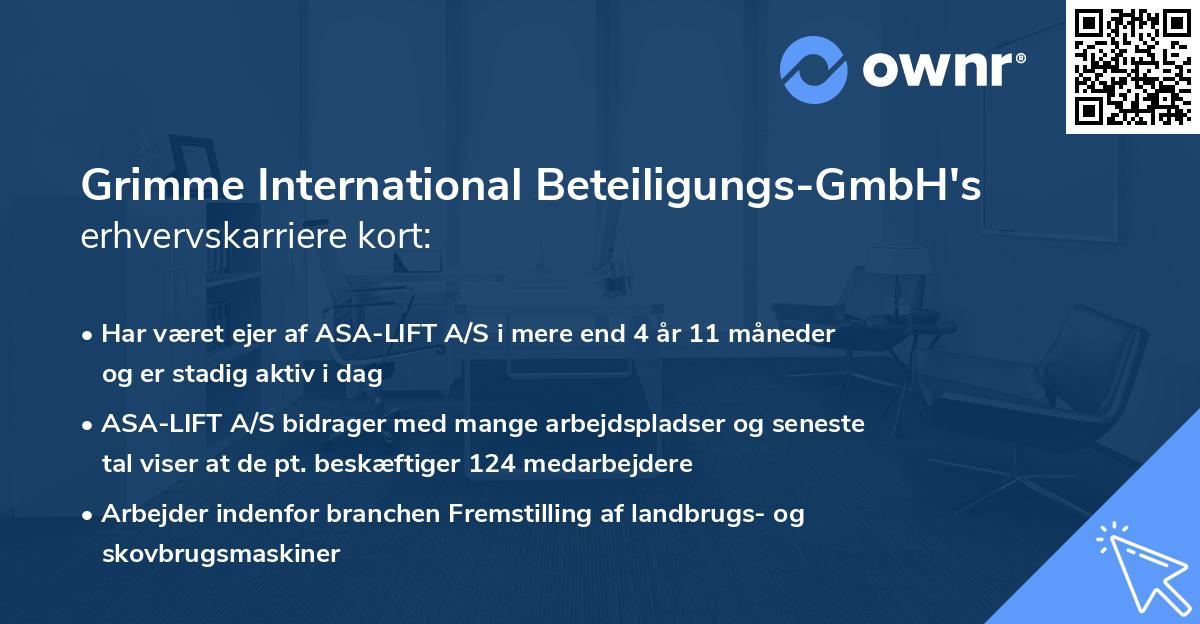 Grimme International Beteiligungs-GmbH's erhvervskarriere kort