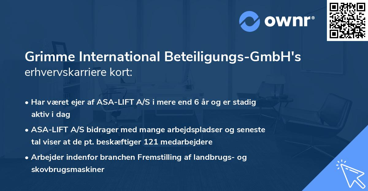 Grimme International Beteiligungs-GmbH's erhvervskarriere kort