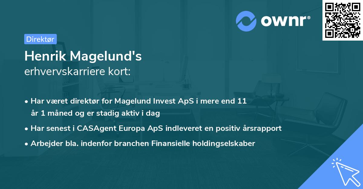 Henrik Magelund's erhvervskarriere kort