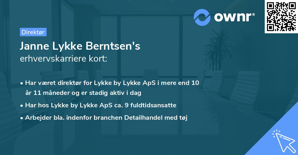 Janne Lykke Berntsen's erhvervskarriere kort