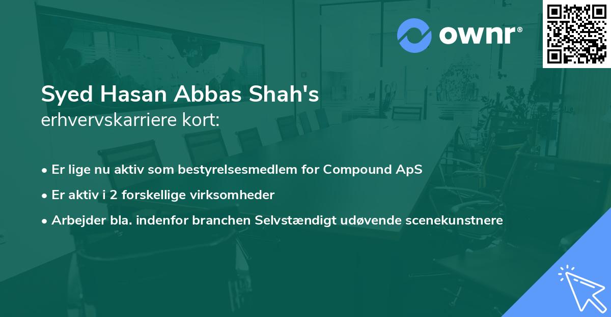 Syed Hasan Abbas Shah's erhvervskarriere kort