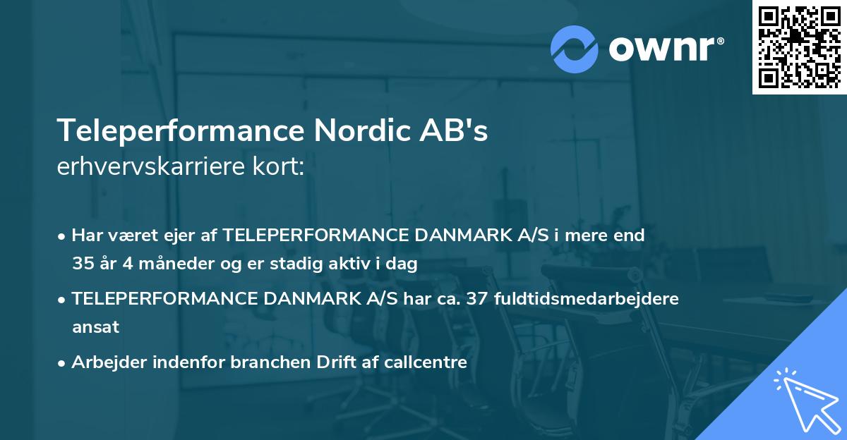 Teleperformance Nordic AB's erhvervskarriere kort