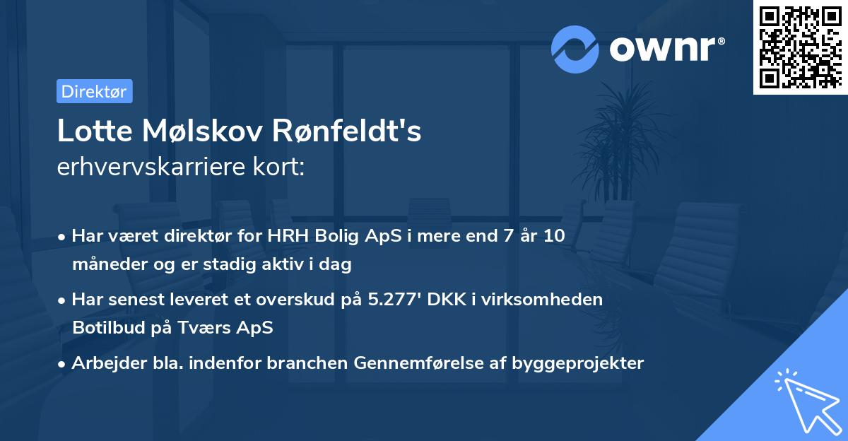 Lotte Mølskov Rønfeldt's erhvervskarriere kort
