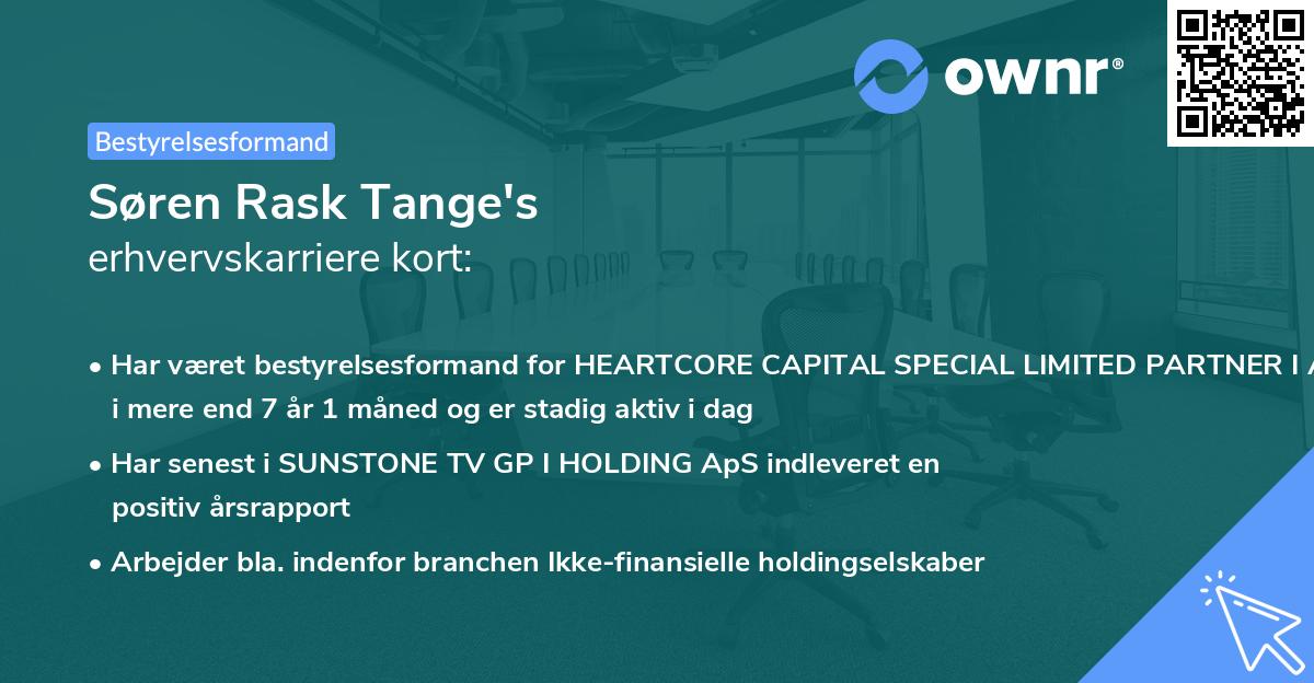 Søren Rask Tange's erhvervskarriere kort