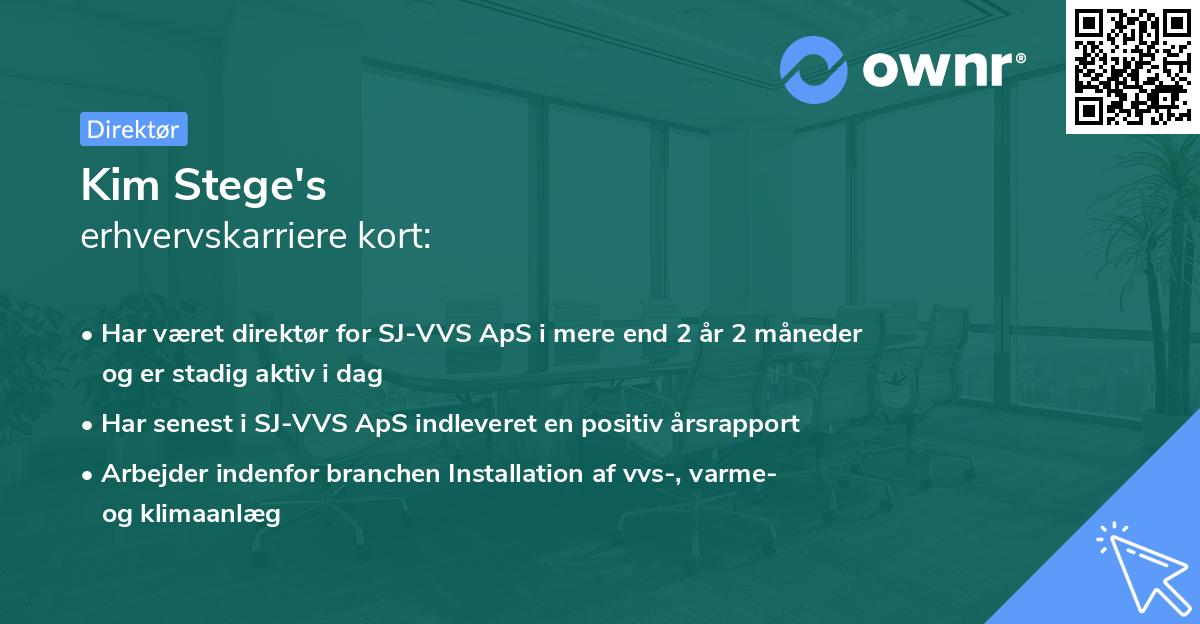 Kim Stege's erhvervskarriere kort