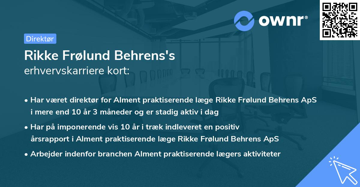 Rikke Frølund Behrens's erhvervskarriere kort