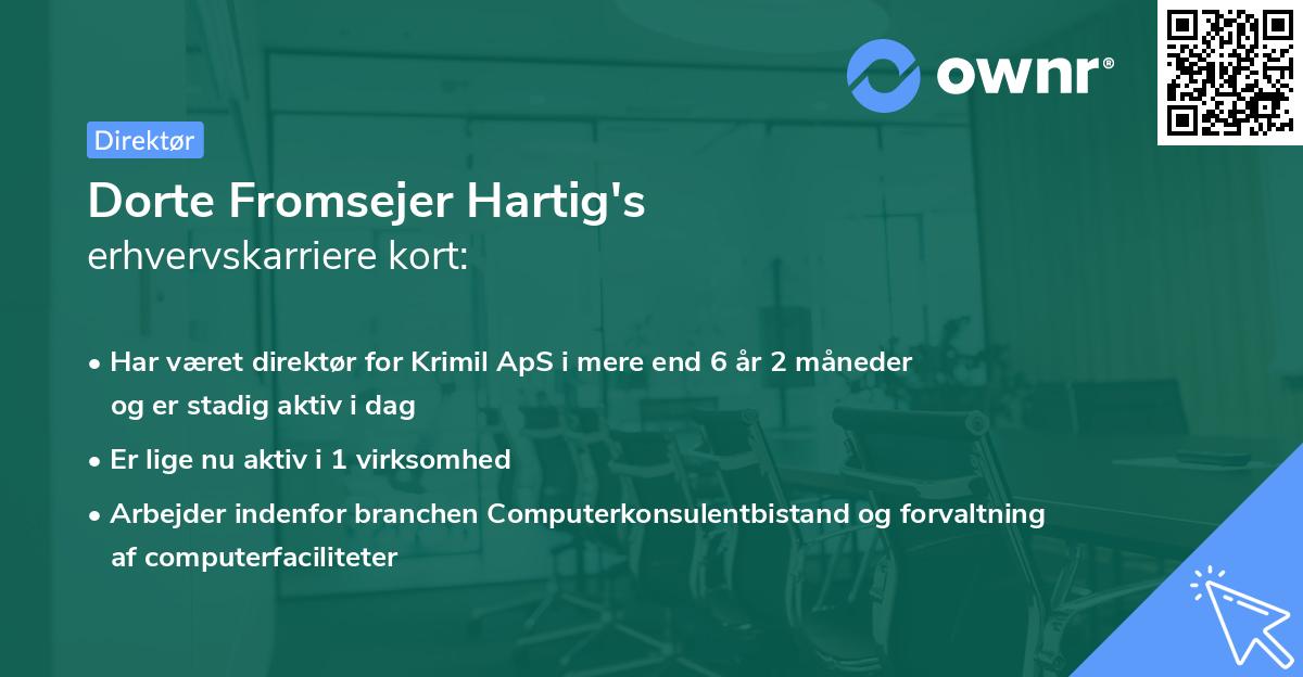 Dorte Fromsejer Hartig's erhvervskarriere kort