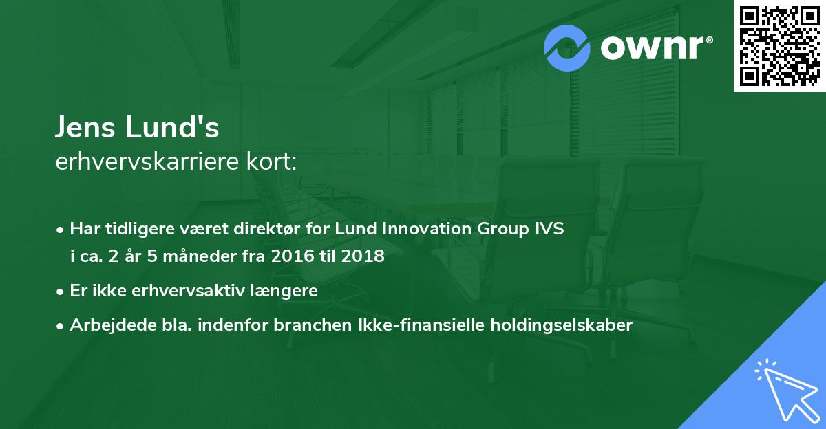 Jens Lund's erhvervskarriere kort