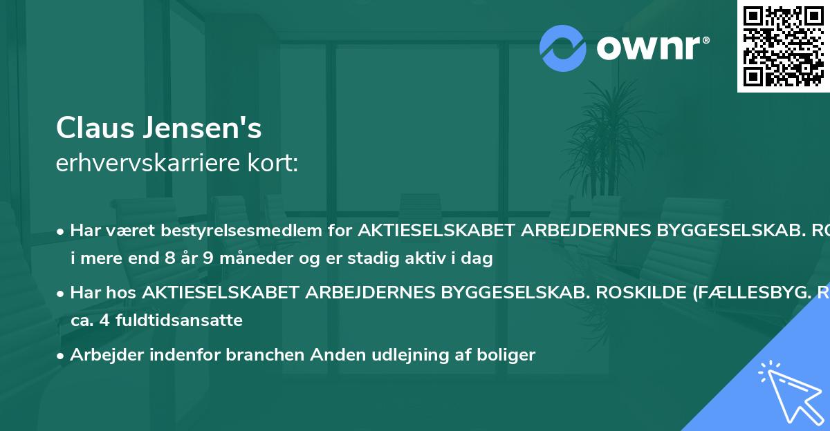 Claus Jensen's erhvervskarriere kort
