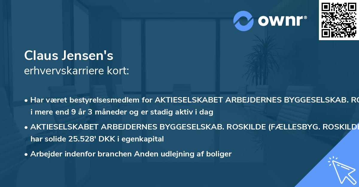 Claus Jensen's erhvervskarriere kort