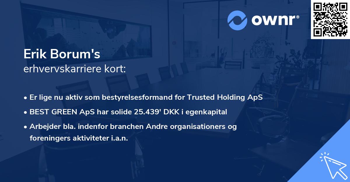 Erik Borum's erhvervskarriere kort