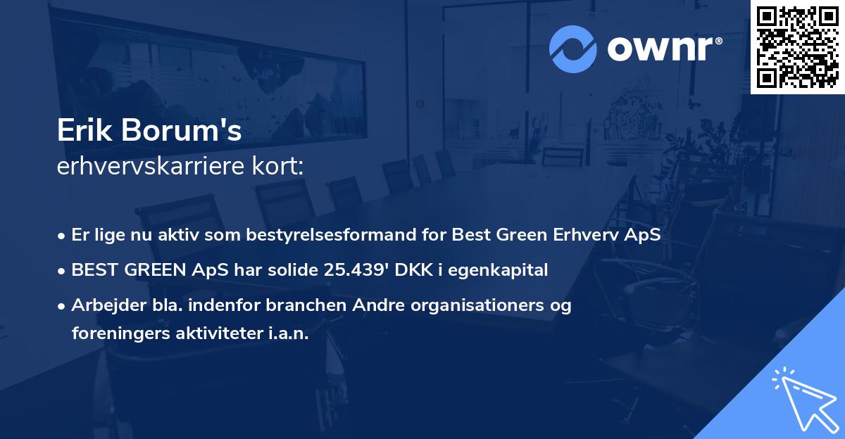 Erik Borum's erhvervskarriere kort