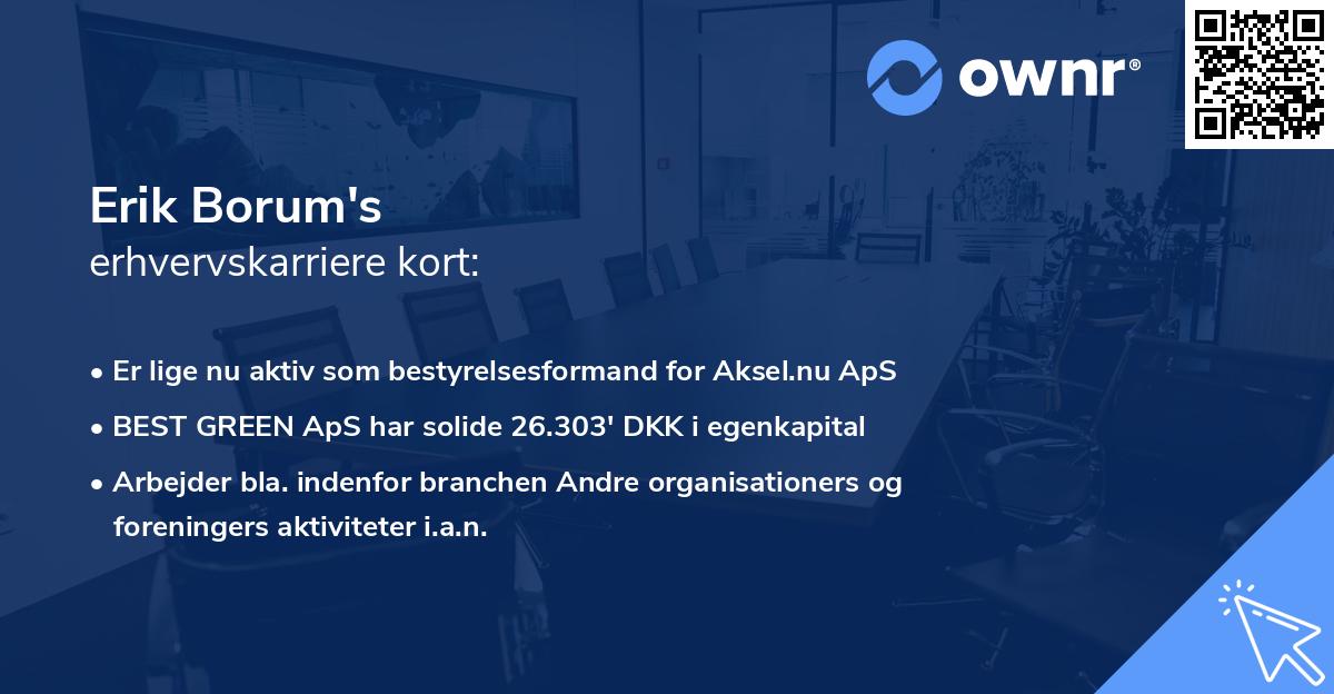 Erik Borum's erhvervskarriere kort