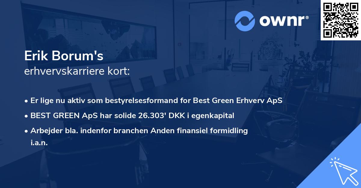 Erik Borum's erhvervskarriere kort