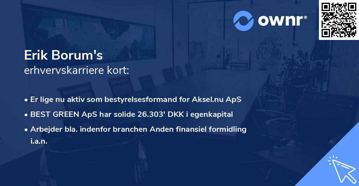 Erik Borum's erhvervskarriere kort
