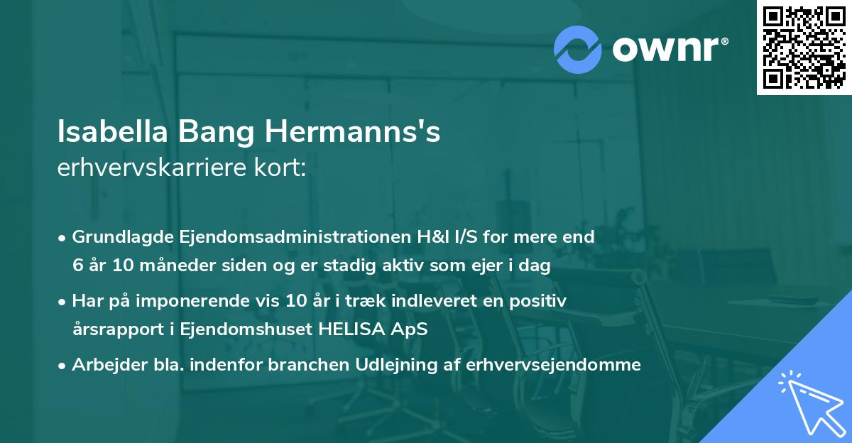 Isabella Bang Hermanns's erhvervskarriere kort