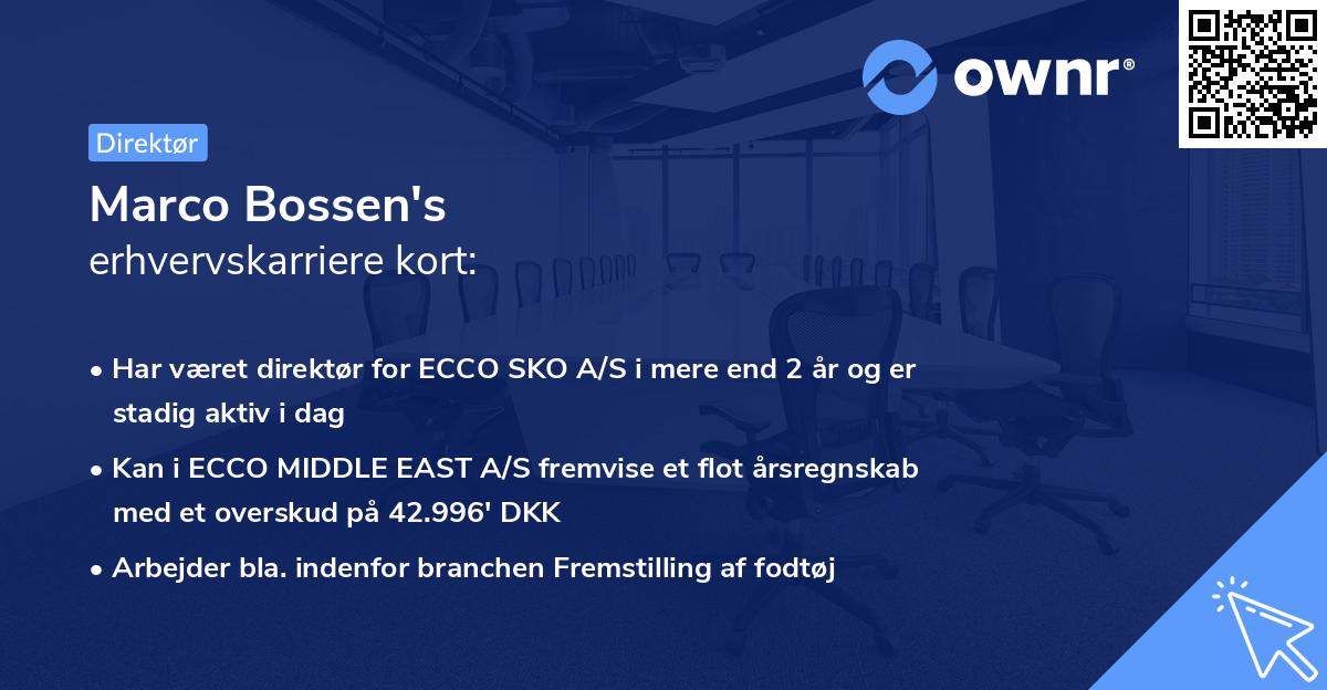 Marco Bossen's erhvervskarriere kort