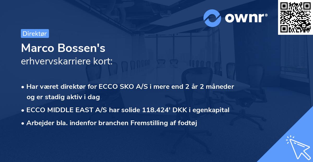 Marco Bossen's erhvervskarriere kort