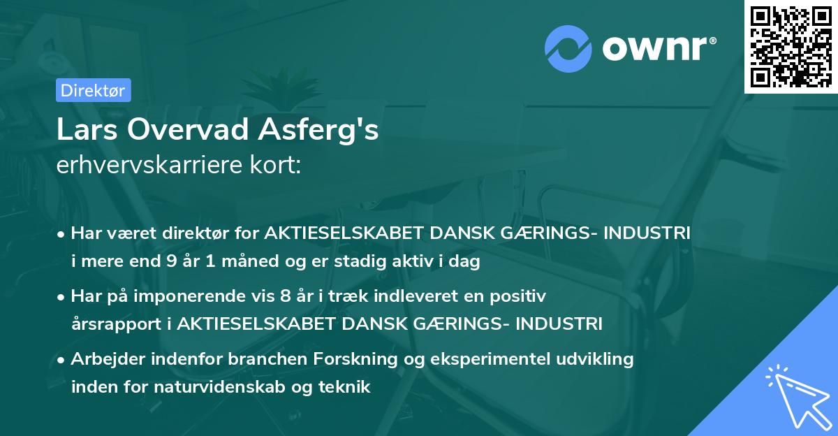 Lars Overvad Asferg's erhvervskarriere kort