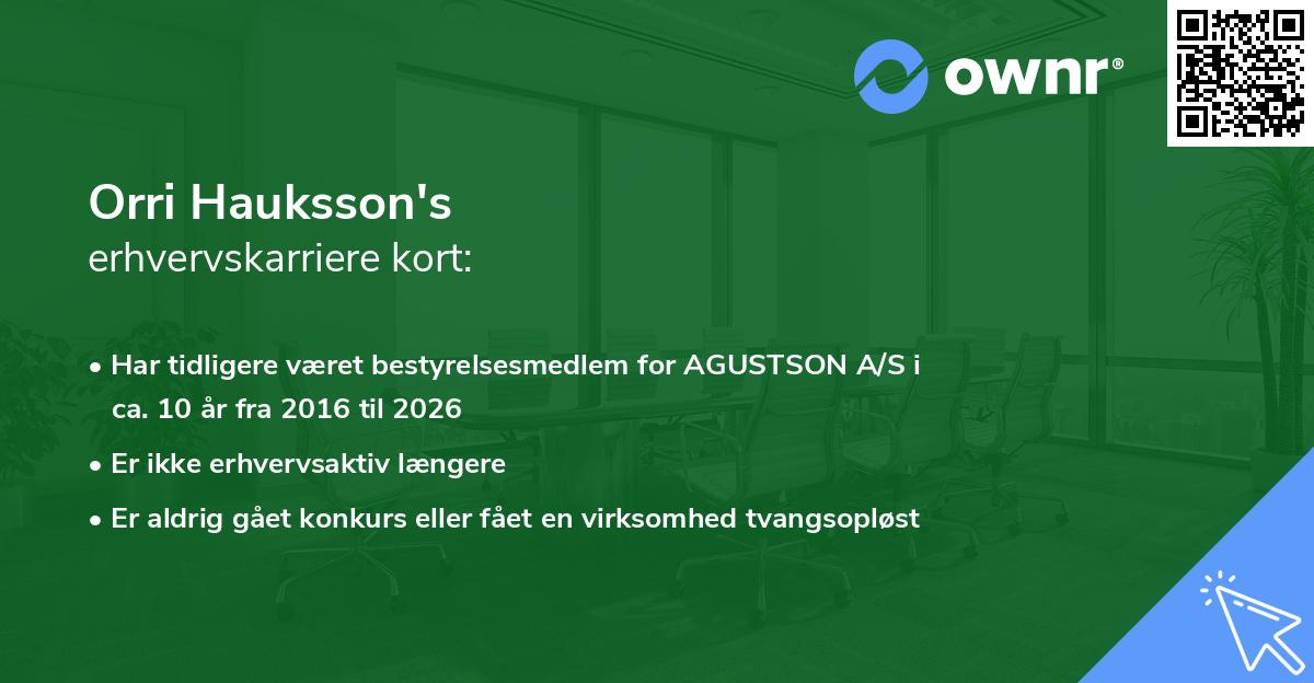 Orri Hauksson's erhvervskarriere kort
