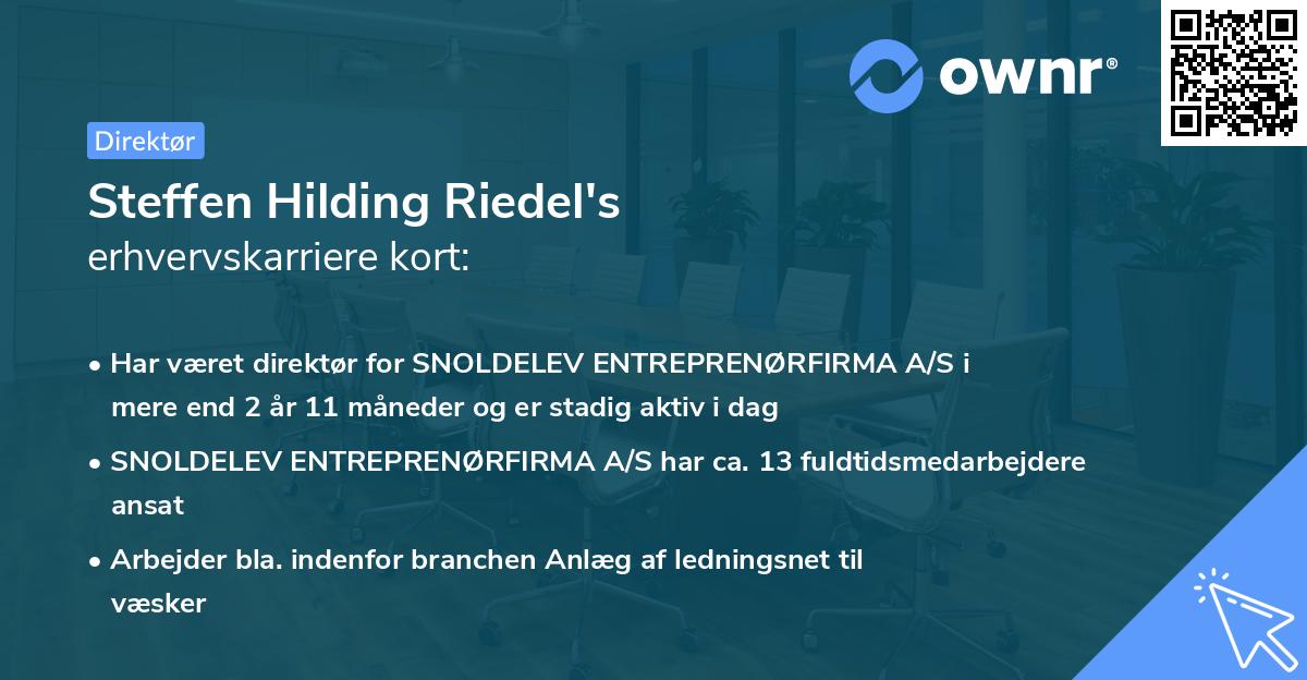 Steffen Hilding Riedel's erhvervskarriere kort