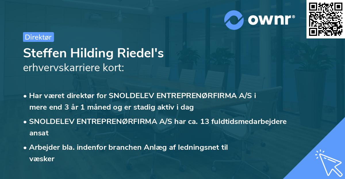 Steffen Hilding Riedel's erhvervskarriere kort