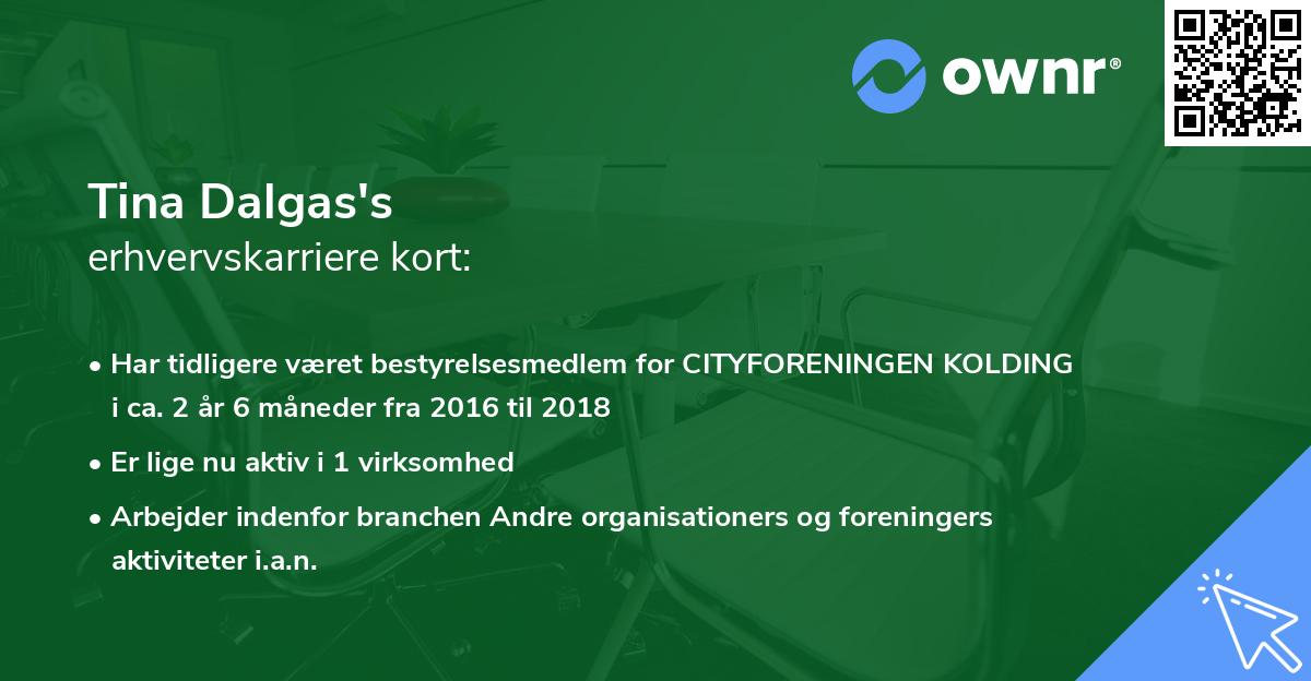 Tina Dalgas's erhvervskarriere kort