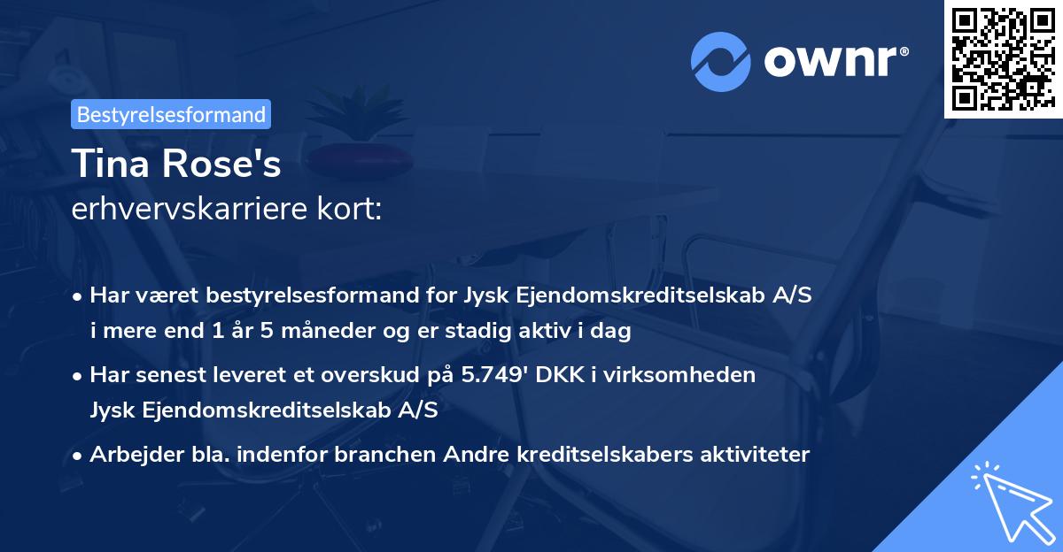 Tina Rose's erhvervskarriere kort