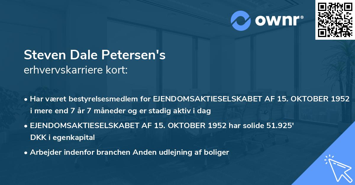 Steven Dale Petersen's erhvervskarriere kort