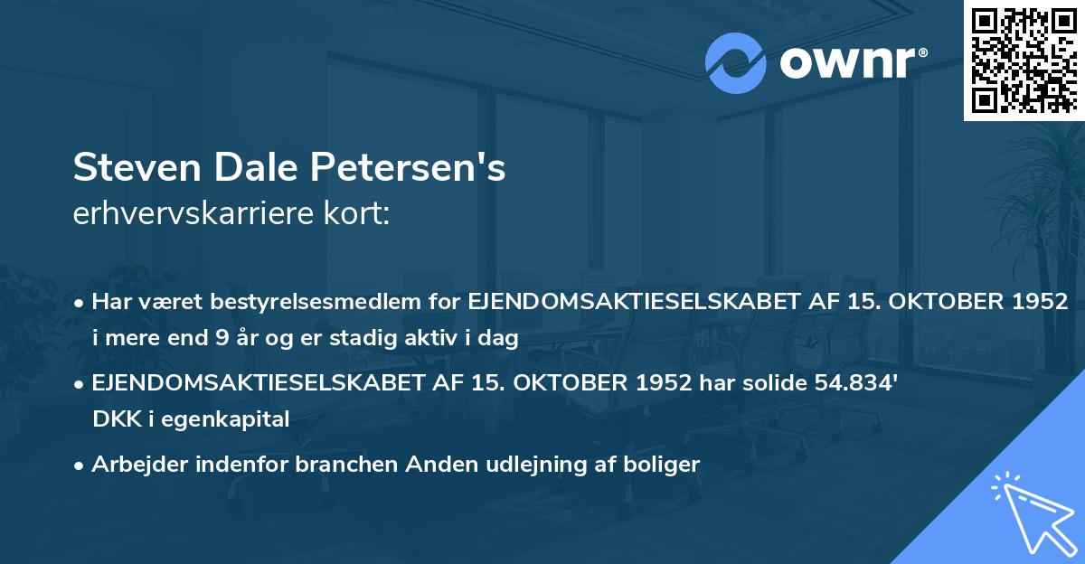 Steven Dale Petersen's erhvervskarriere kort