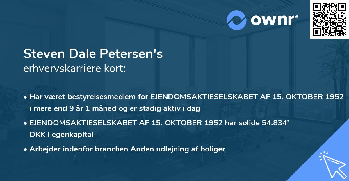 Steven Dale Petersen's erhvervskarriere kort