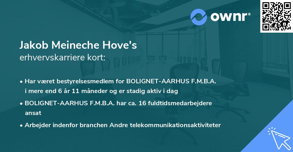 Jakob Meineche Hove's erhvervskarriere kort