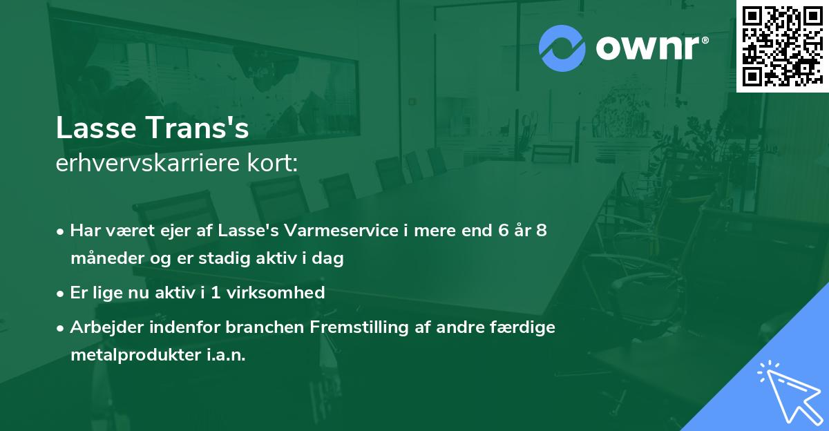 Lasse Trans's erhvervskarriere kort