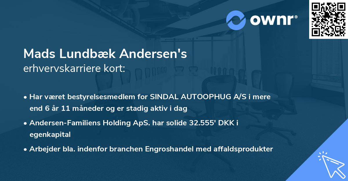 Mads Lundbæk Andersen's erhvervskarriere kort