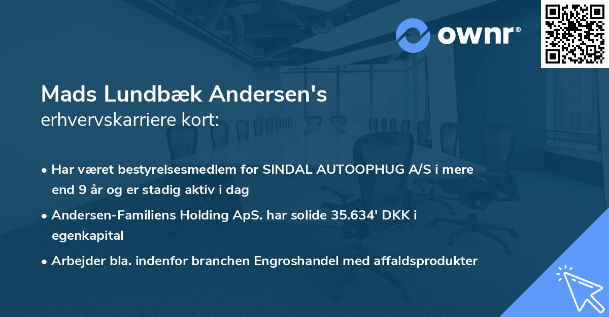 Mads Lundbæk Andersen's erhvervskarriere kort