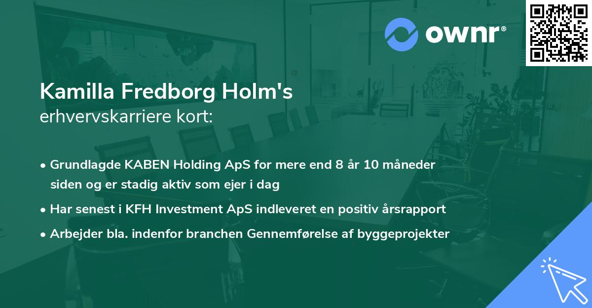 Kamilla Fredborg Holm's erhvervskarriere kort