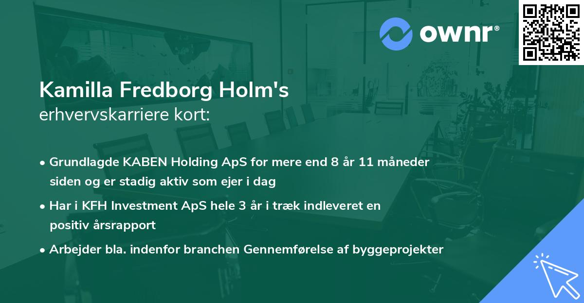 Kamilla Fredborg Holm's erhvervskarriere kort